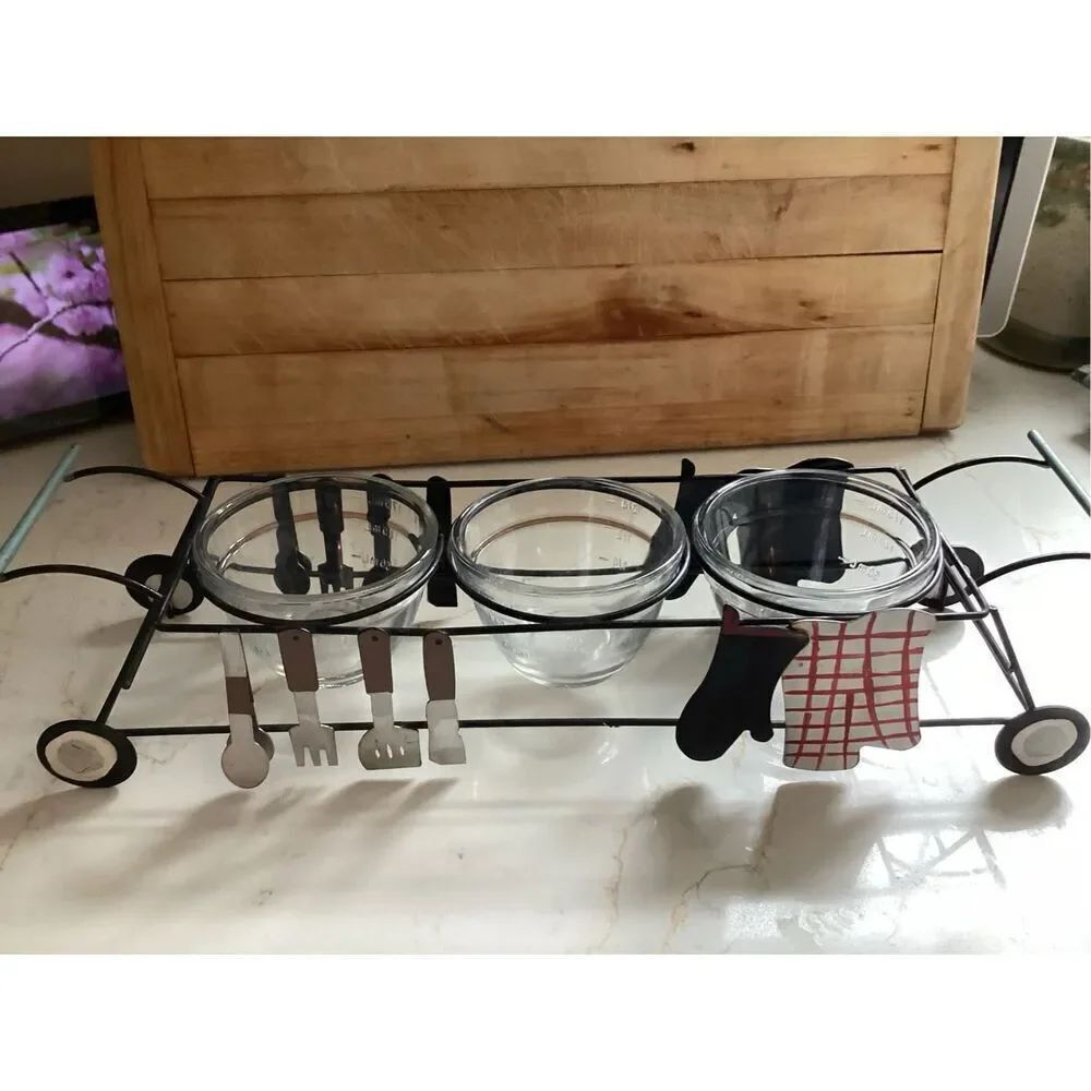 Pier One Barbecue Condiment Serving Set 16”x4”x5”
